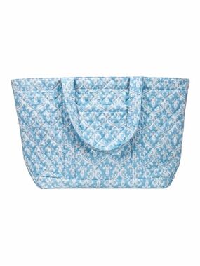 Quilted Koala Blue and White Happy Large Quilted Tote